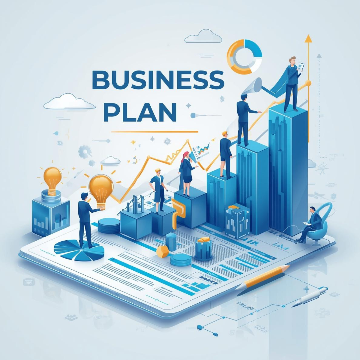 Equipe estruturando Business Plan estrat&eacute;gico